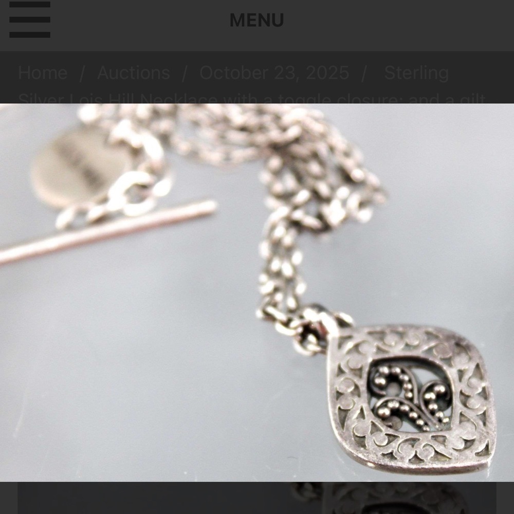 Lois Hill Intricate Sterling Silver Pendant Necklace